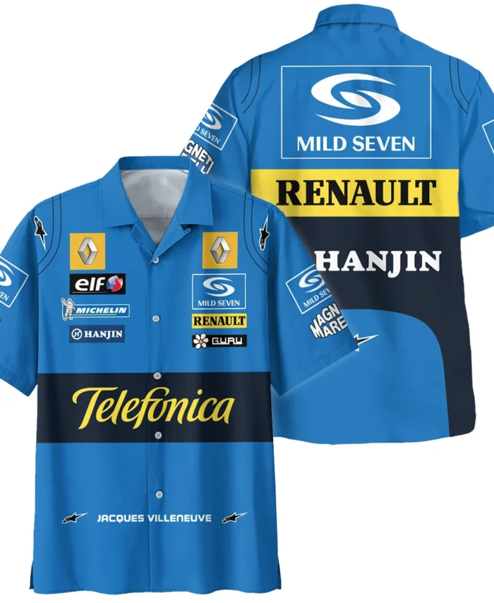 2004 Jacques Villeneuve Racing Suit Renault F1 Hawaiian Shirt BLJV10825A6HW