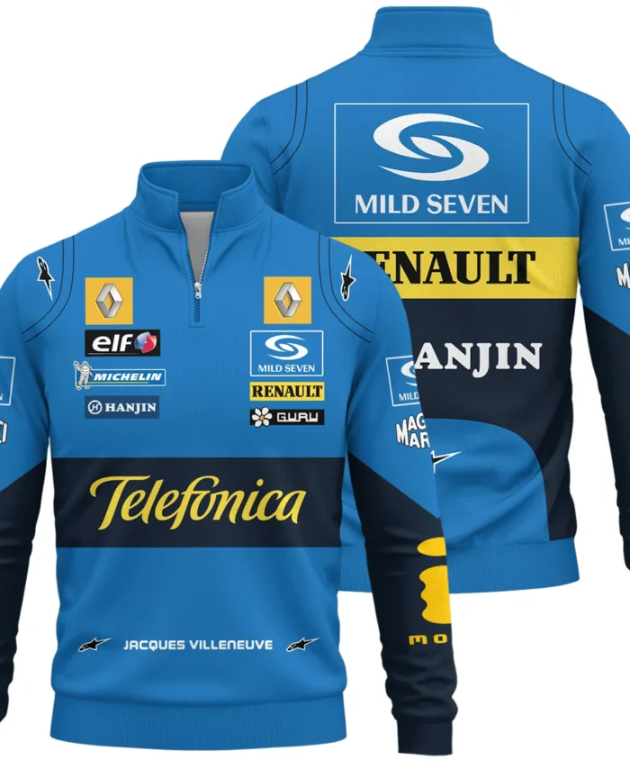 2004 Jacques Villeneuve Racing Suit Renault F1 Quarter-Zip Sweatshirt BLJV10825A6QZS