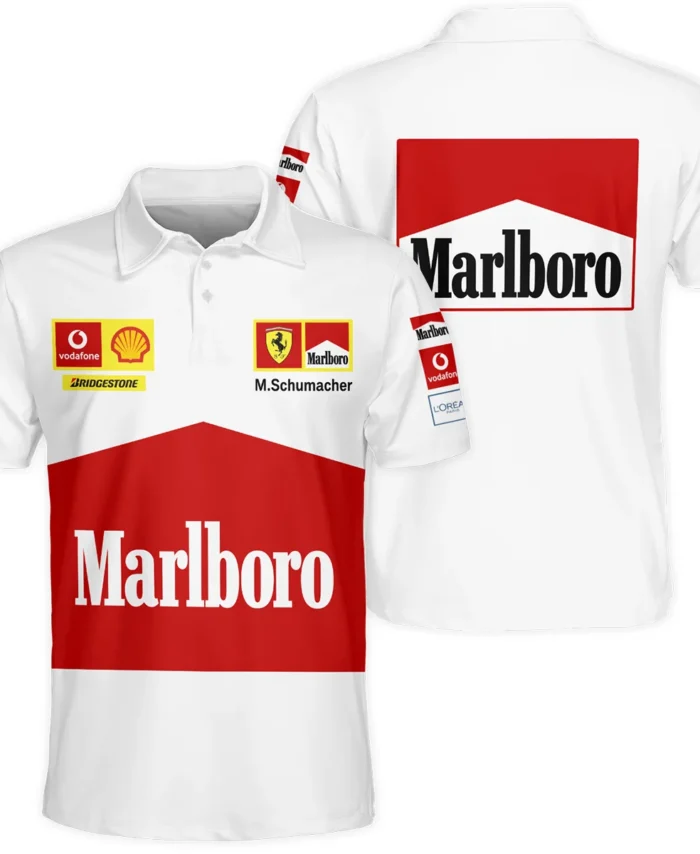 2004 White Version Michael Schumacher Race Suit Ferrari F1 Polo Shirt BLVAMC020925A10PL