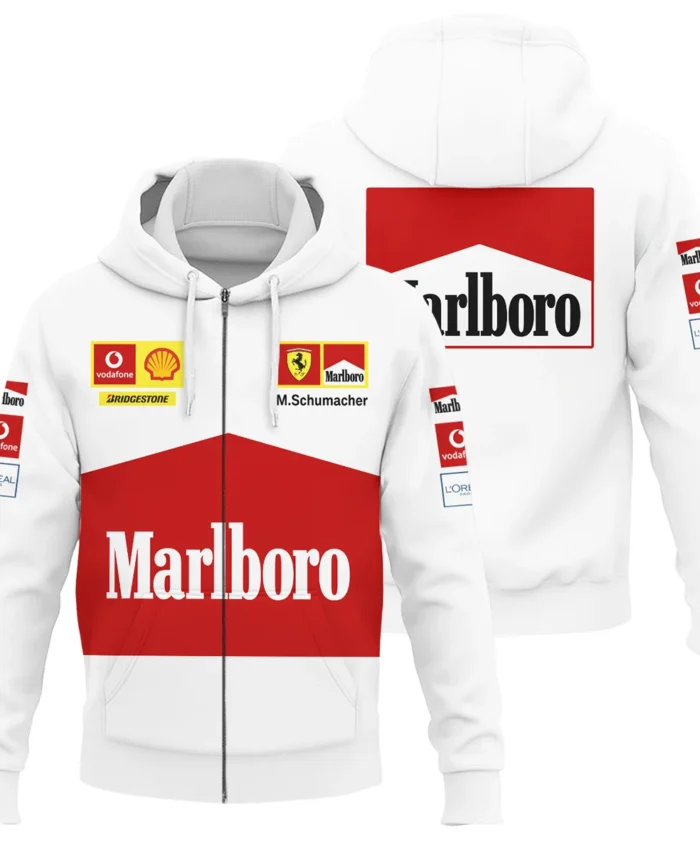2004 White Version Michael Schumacher Race Suit Ferrari F1 Zipper Hoodie BLVAMC020925A10ZHD