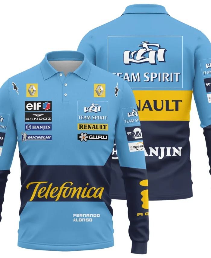 2005 Fernando Alonso Racing Suit Renault F1 Long Polo Shirt BLVAFA030925A5LPL