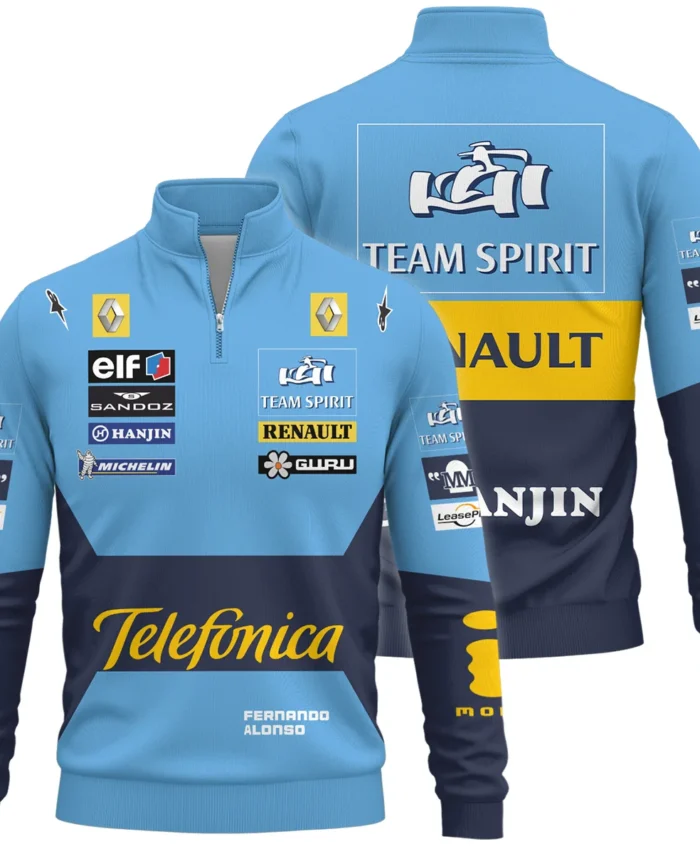 2005 Fernando Alonso Racing Suit Renault F1 Quarter-Zip Sweatshirt BLVAFA030925A5QZS