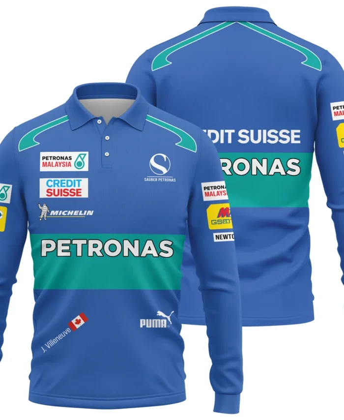 2005 Jacques Villeneuve Racing Suit F1 Long Polo Shirt BLJV10825A7LPL