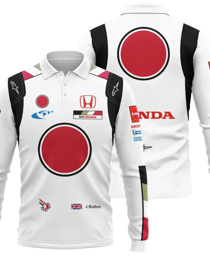 2005 Jenson Button Racing Suit BAR Honda F1 Long Polo Shirt BLVAJB010925A3LPL