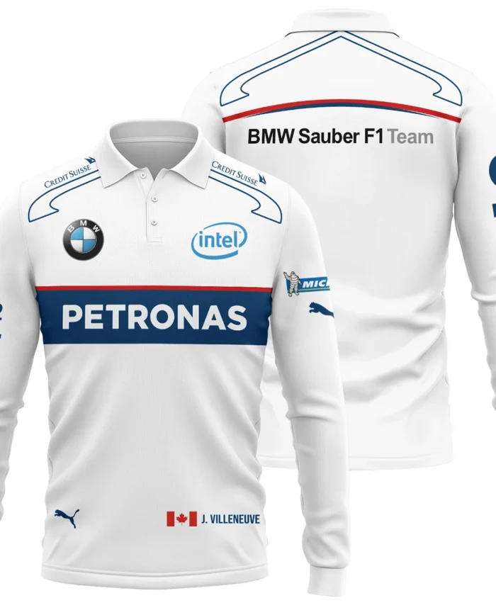 2006 Jacques Villeneuve Racing Suit F1 Long Polo Shirt BLJV10825A8LPL