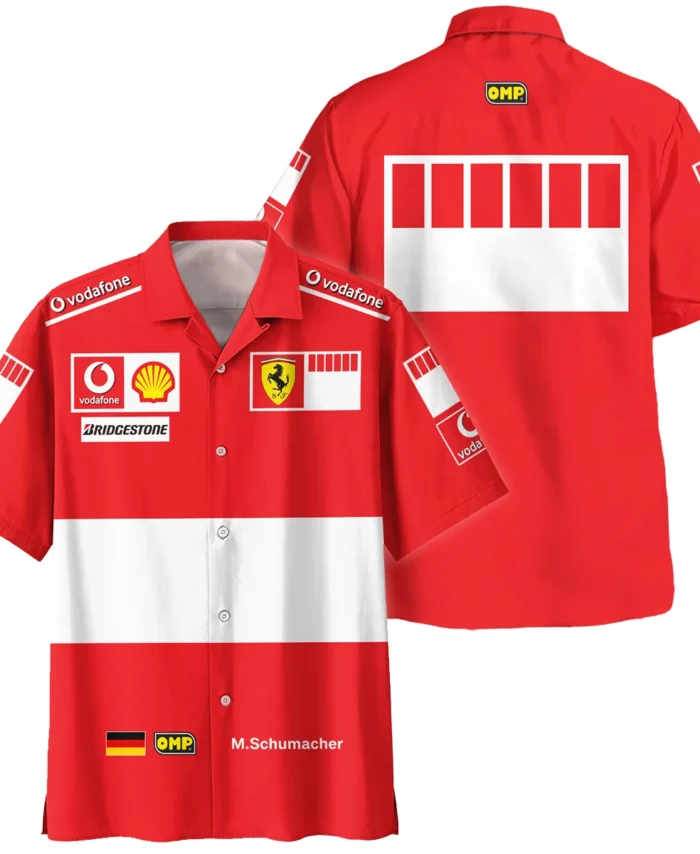2006 Michael Schumacher Race Suit Ferrari F1 Hawaiian Shirt BLVAMC020925A6HW