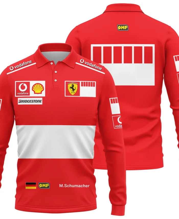 2006 Michael Schumacher Race Suit Ferrari F1 Long Polo Shirt BLVAMC020925A6LPL
