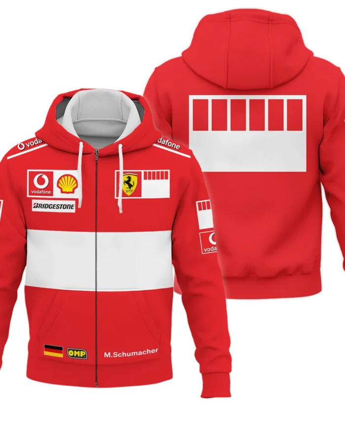2006 Michael Schumacher Race Suit Ferrari F1 Zipper Hoodie BLVAMC020925A6ZHD