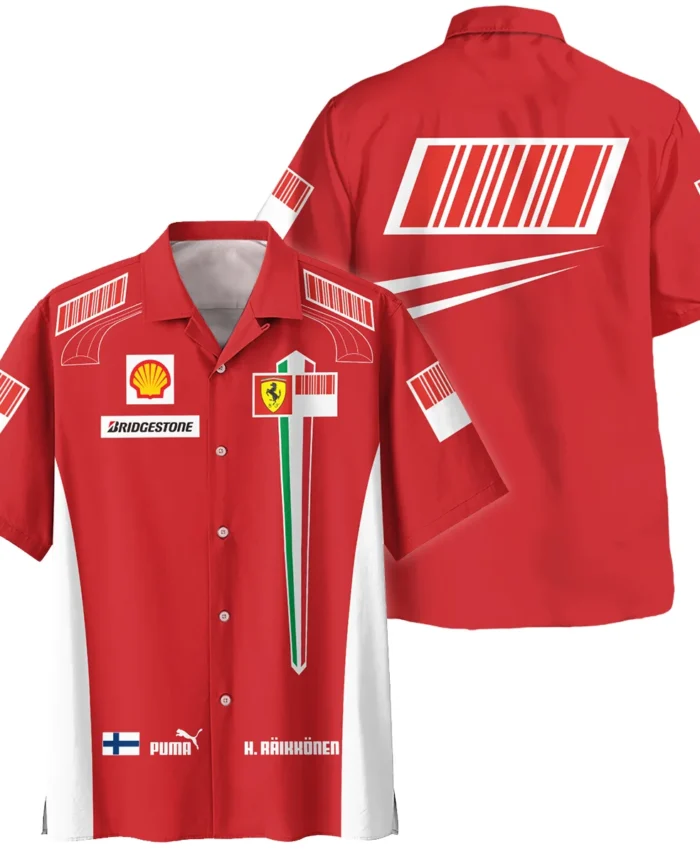 2007 WDC Kimi Raikkonen Racing Suit Ferrari Hawaiian Shirt BLVAKR191125A10HW