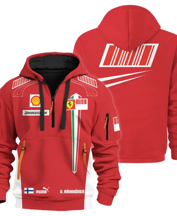 2007 WDC Kimi Raikkonen Racing Suit Ferrari Hoodie Half Zip BLVAKR191125A10HDF