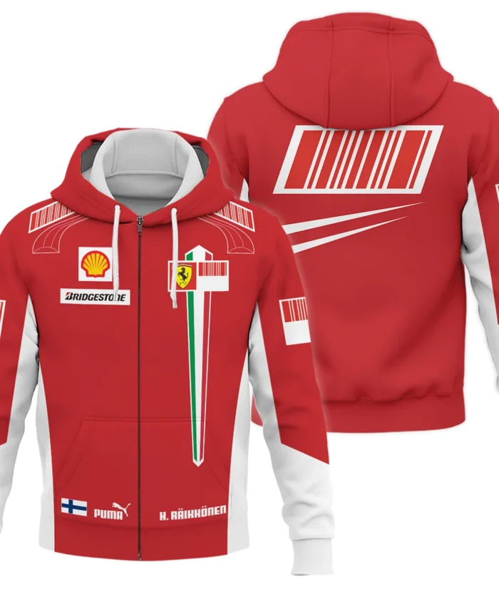 2007 WDC Kimi Raikkonen Racing Suit Ferrari Zipper Hoodie BLVAKR191125A10ZHD