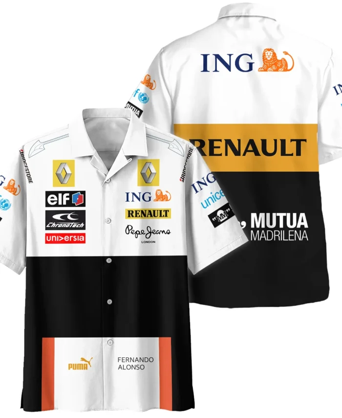 2008 Fernando Alonso Racing Suit Renault F1 Hawaiian Shirt BLVAFA030925A8HW