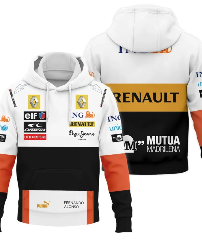 2008 Fernando Alonso Racing Suit Renault F1 Hoodie BLVAFA030925A8HD