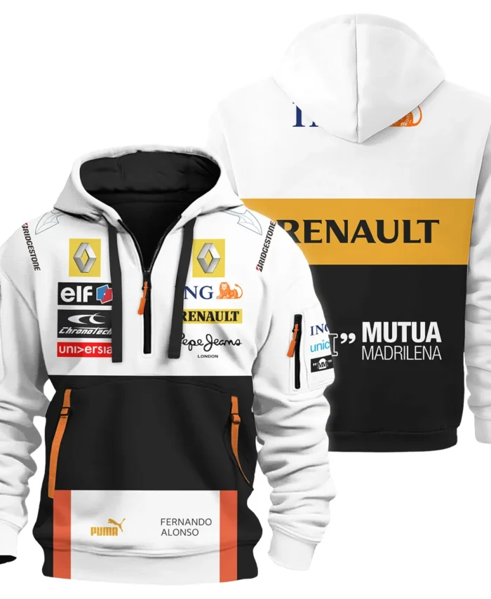 2008 Fernando Alonso Racing Suit Renault F1 Hoodie Half Zip BLVAFA030925A8HDF