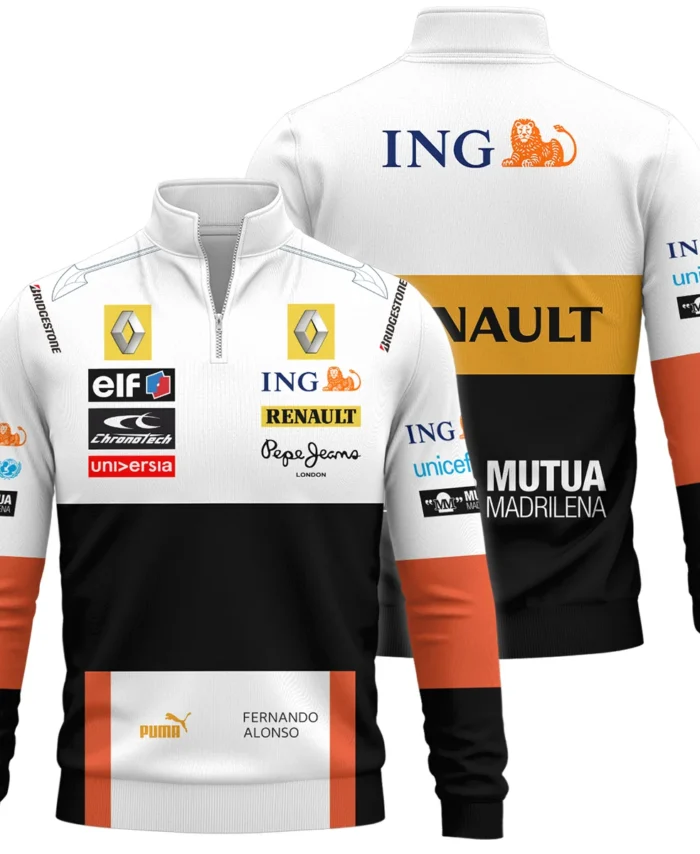 2008 Fernando Alonso Racing Suit Renault F1 Quarter-Zip Sweatshirt BLVAFA030925A8QZS