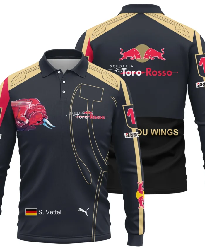 2008 Sebastian Vettel Racing Suit Toro Rosso F1 Long Polo Shirt BLVASV110925A9LPL