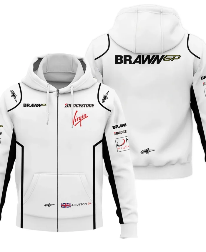 2009 Jenson Button Racing Suit Brawn GP F1 Zipper Hoodie BLVAJB010925A5ZHD
