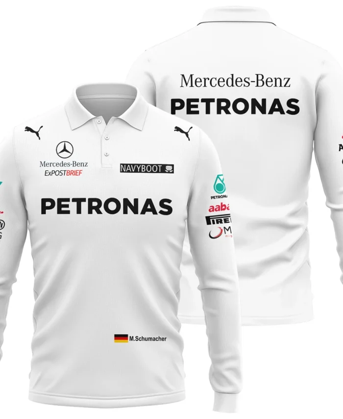 2012 Michael Schumacher Race Suit Mercedes F1 Long Polo Shirt BLVAMC020925A2LPL