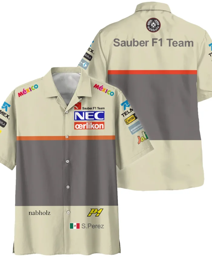 2012 Sergio Perez Racing Suit Sauber F1 Hawaiian Shirt BLVASP170925A10HW