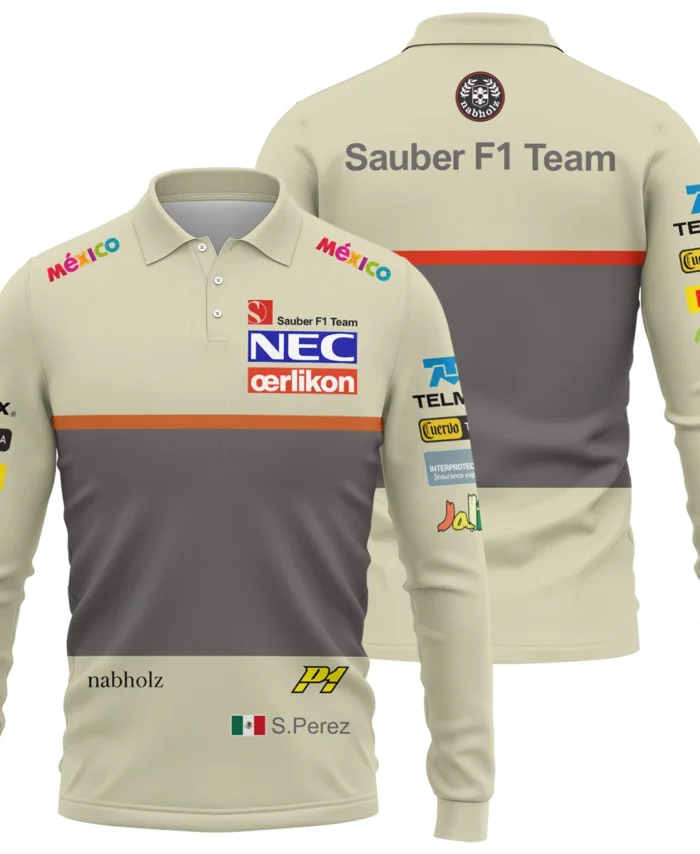 2012 Sergio Perez Racing Suit Sauber F1 Long Polo Shirt BLVASP170925A10LPL