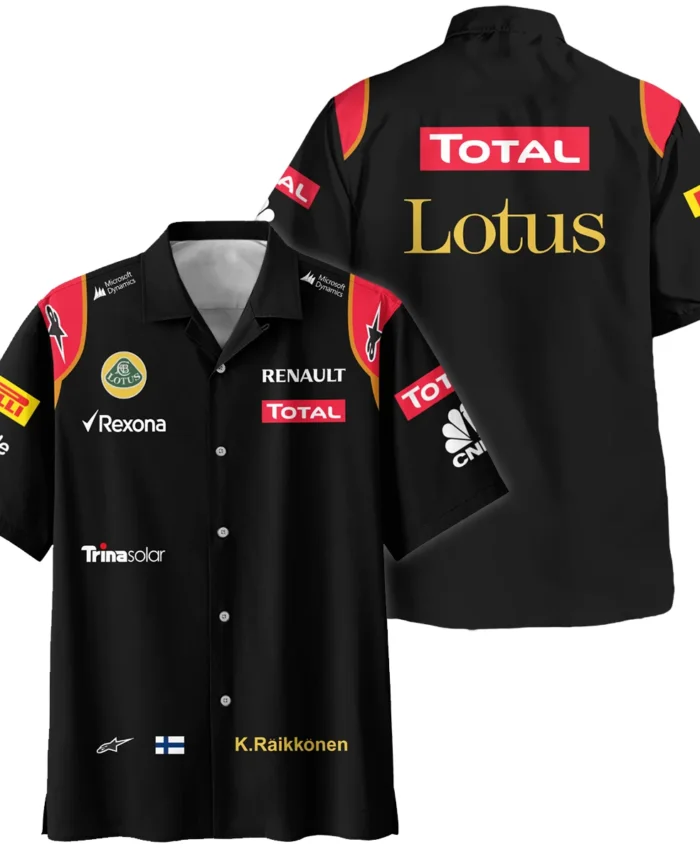 2013 Kimi Raikkonen Racing Suit Lotus F1 Hawaiian Shirt BLVAKR191125A9HW
