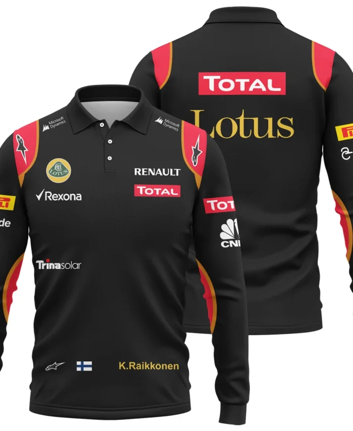 2013 Kimi Raikkonen Racing Suit Lotus F1 Long Polo Shirt BLVAKR191125A9LPL
