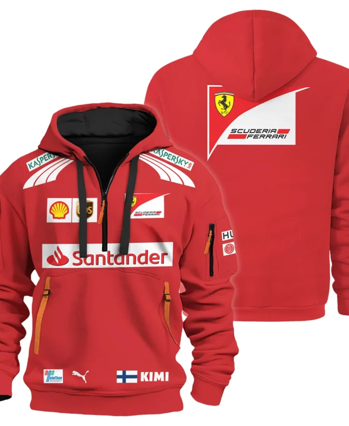 2014 Kimi Raikkonen Racing Suit Ferrari F1 Hoodie Half Zip BLVAKR191125A11HDF