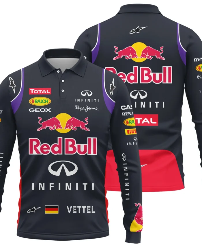 2014 Sebastian Vettel Racing Suit Red Bull Racing F1 Long Polo Shirt BLVASV110925A3LPL