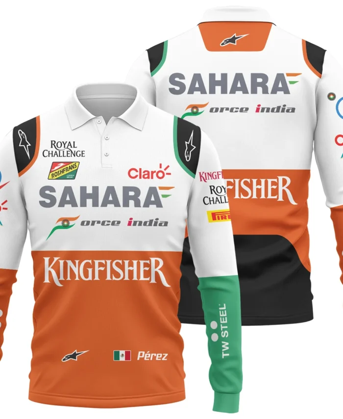 2014 Sergio Perez Racing Suit Force India F1 Long Polo Shirt BLVASP170925A8LPL