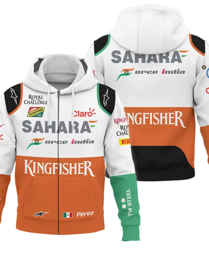 2014 Sergio Perez Racing Suit Force India F1 Zipper Hoodie BLVASP170925A8ZHD