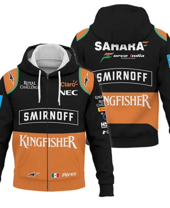 2015 Sergio Perez Racing Suit Force India F1 Zipper Hoodie BLVASP170925A7ZHD