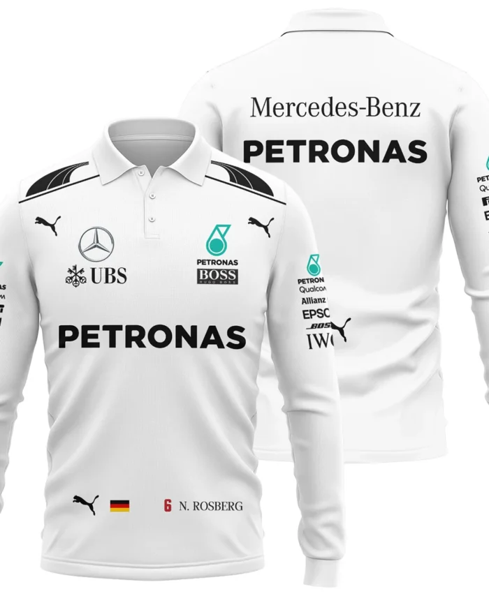 2016 WDC Nico Rosberg Racing Suit Mercedes F1 Long Polo Shirt BLVANR281125A1LPL