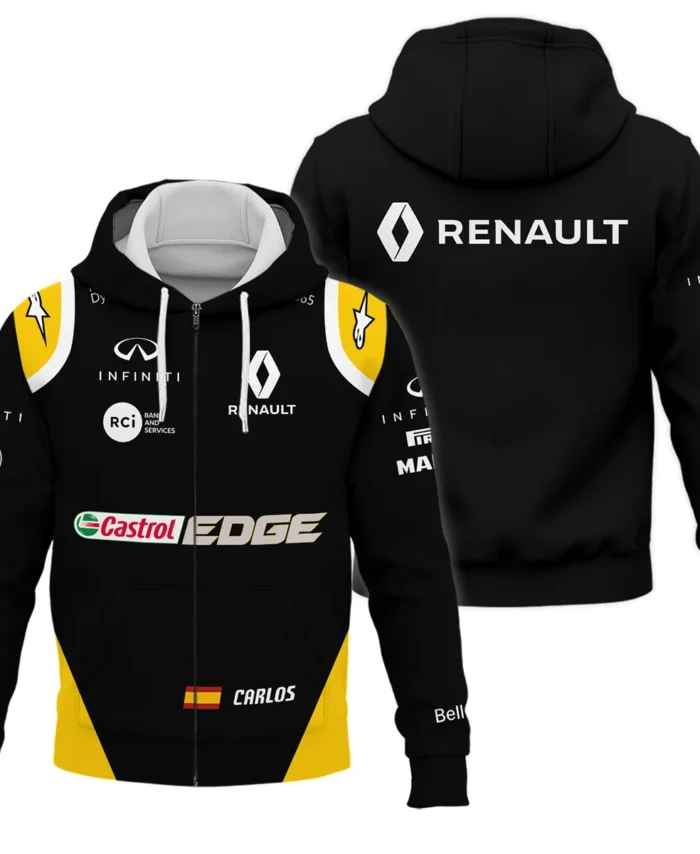 2017 Carlos Sainz Racing Suit Renault F1 Zipper Hoodie BLVACS190825A2ZHD