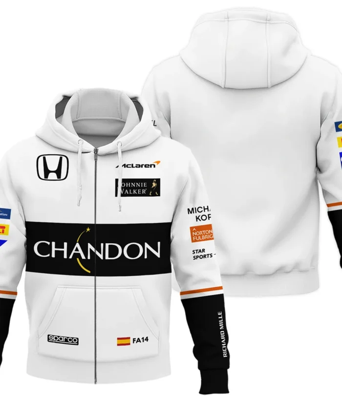 2017 Fernando Alonso Racing Suit McLaren F1 Zipper Hoodie BLVAFA030925A1ZHD