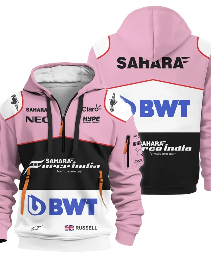 2017 George Russell Racing Suit Force India F1 Hoodie Half Zip BLVAGR080925A7HDF