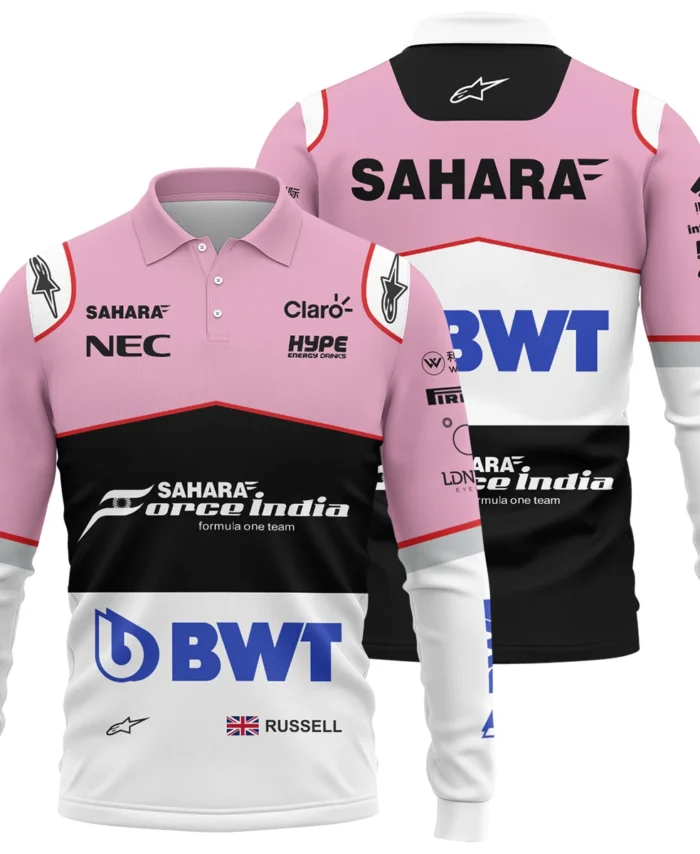 2017 George Russell Racing Suit Force India F1 Long Polo Shirt BLVAGR080925A7LPL