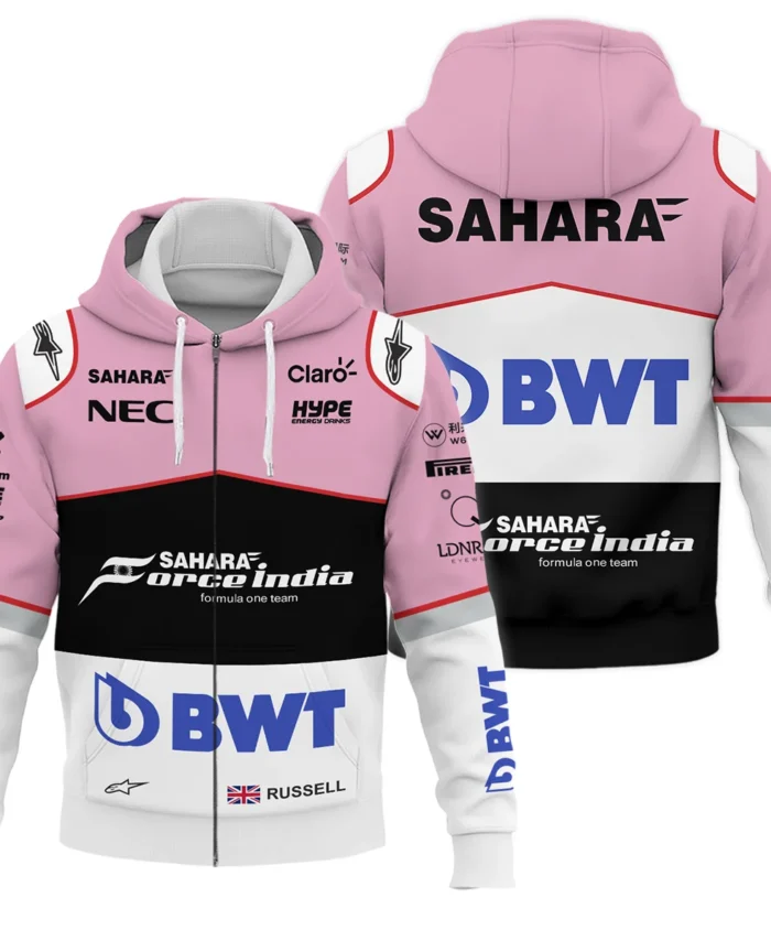 2017 George Russell Racing Suit Force India F1 Zipper Hoodie BLVAGR080925A7ZHD