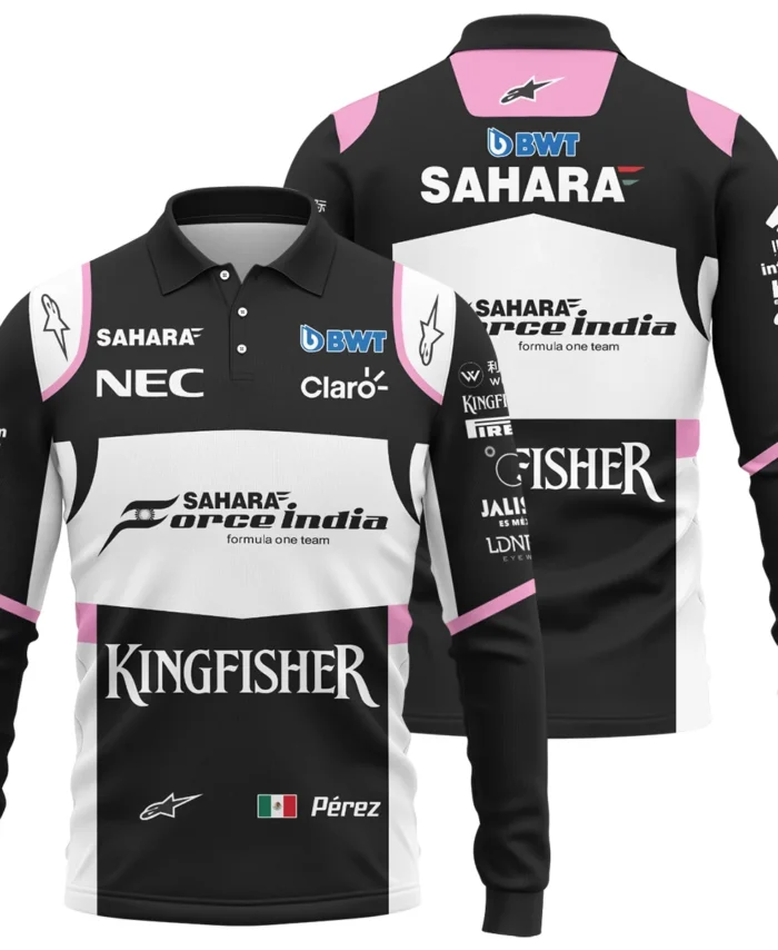 2017 Sergio Perez Racing Suit Force India F1 Long Polo Shirt BLVASP170925A5LPL