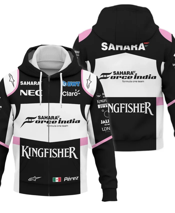2017 Sergio Perez Racing Suit Force India F1 Zipper Hoodie BLVASP170925A5ZHD