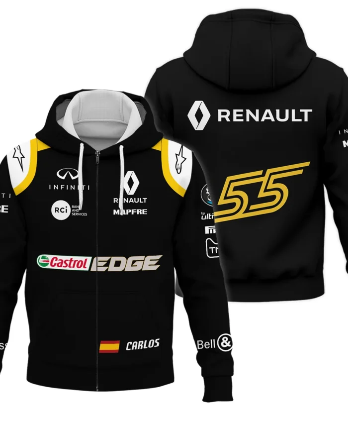2018 Carlos Sainz Racing Suit Renault F1 Zipper Hoodie BLVACS190825A1ZHD