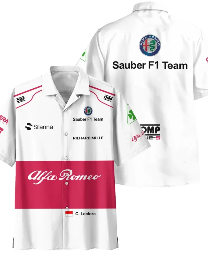 2018 Charles Leclerc Racing Suit Alfa Romeo Sauber F1 Hawaiian Shirt BLVACL260825A6HW