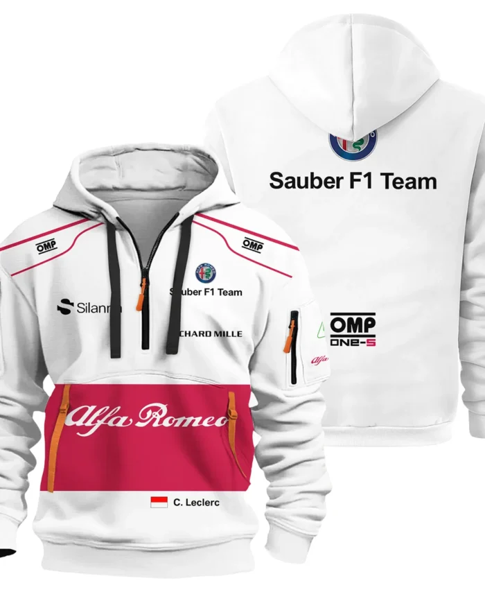 2018 Charles Leclerc Racing Suit Alfa Romeo Sauber F1 Hoodie Half Zip BLVACL260825A6HDF