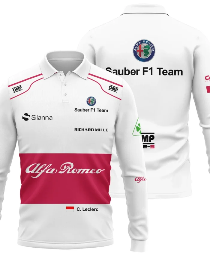 2018 Charles Leclerc Racing Suit Alfa Romeo Sauber F1 Long Polo Shirt BLVACL260825A6LPL