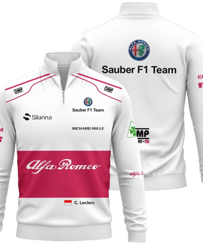 2018 Charles Leclerc Racing Suit Alfa Romeo Sauber F1 Quarter-Zip Sweatshirt BLVACL260825A6QZS