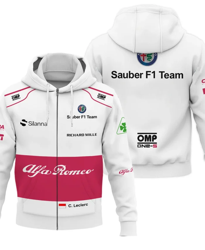 2018 Charles Leclerc Racing Suit Alfa Romeo Sauber F1 Zipper Hoodie BLVACL260825A6ZHD