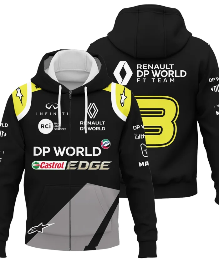 2018 Daniel Ricciardo Renault DP World Race Suit Zipper Hoodie BLVA180725A01ZHD