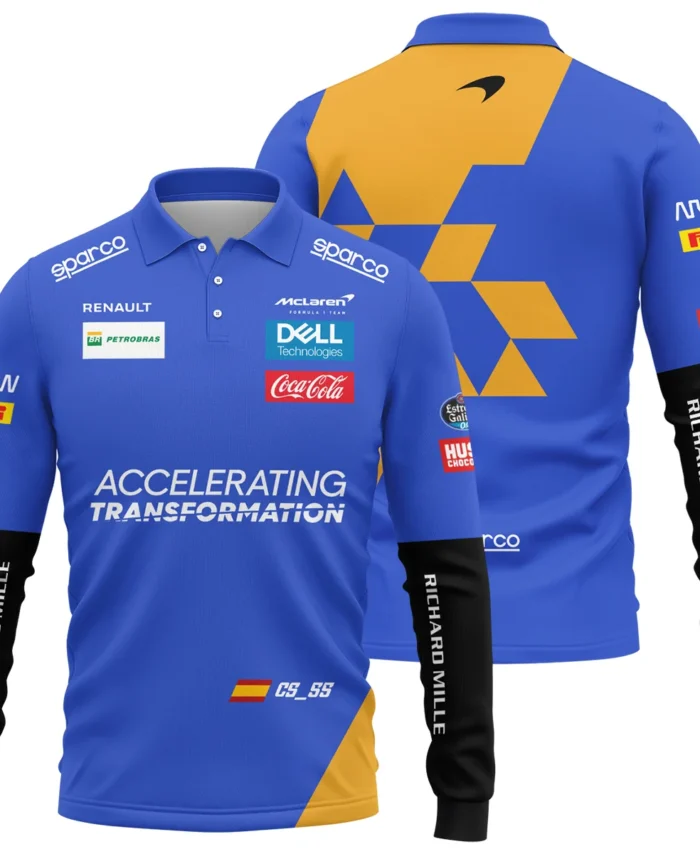 2019 Carlos Sainz Racing Suit McLaren F1 Long Polo Shirt BLVACS190825A15LPL