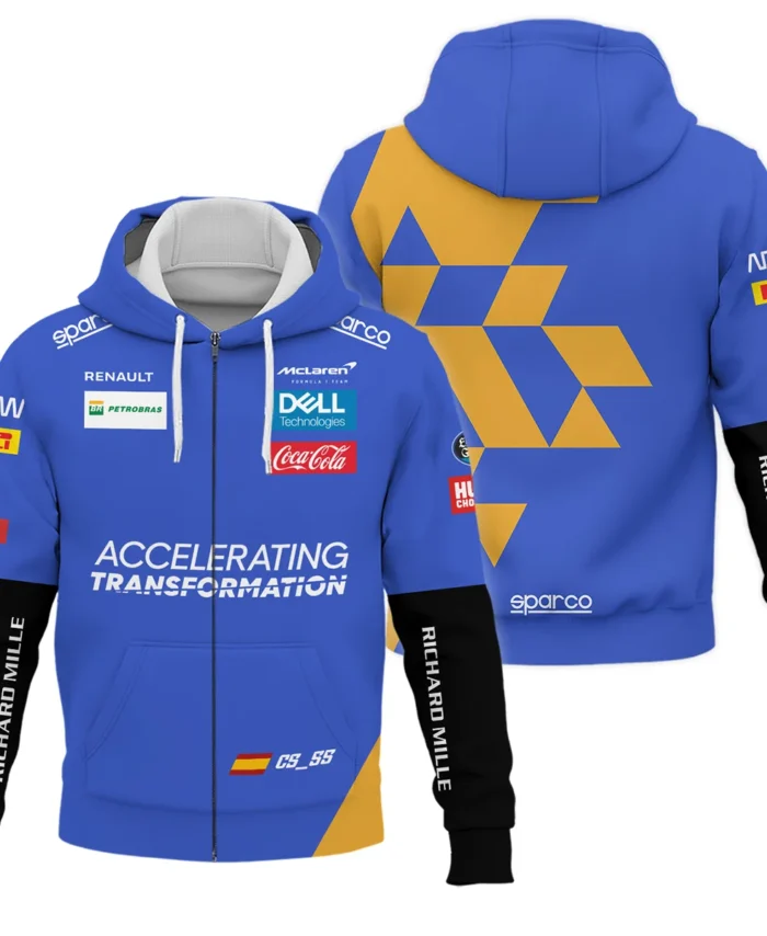 2019 Carlos Sainz Racing Suit McLaren F1 Zipper Hoodie BLVACS190825A15ZHD