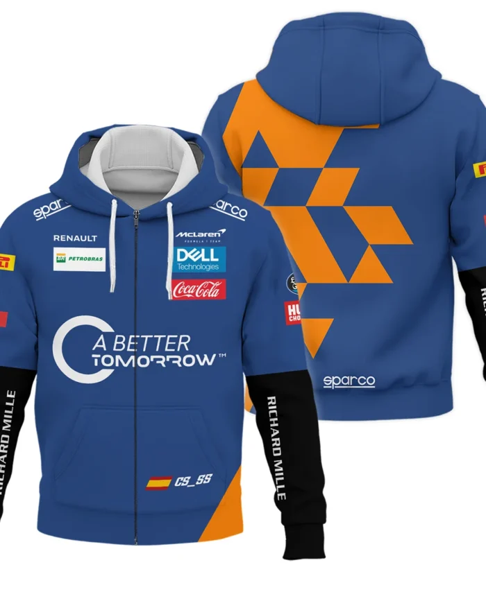 2019 China GP Carlos Sainz Racing Suit McLaren F1 Zipper Hoodie BLVACS190825A14ZHD