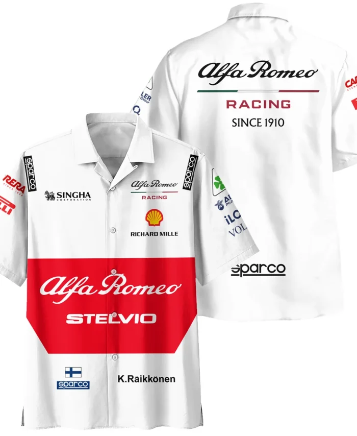 2019 Kimi Raikkonen Racing Suit Alfa Romeo F1 Hawaiian Shirt BLVAKR191125A6HW